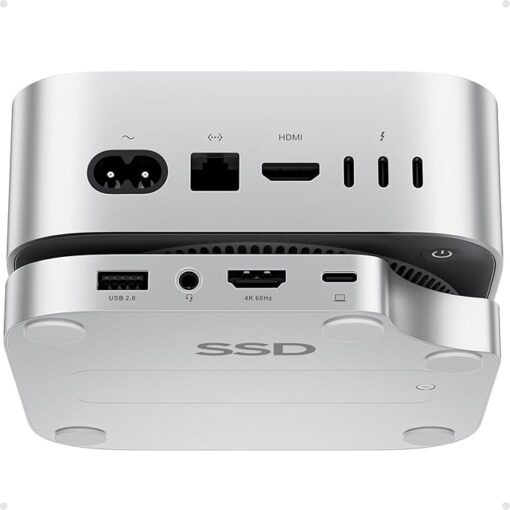 PULWTOP 9 in 1 USB C ハブ Mac Mini M4/ M4 Pro 2024用 ドッキングステーション up to 4TB 容量拡張 アクセサリー M.2 SSDスロット付, 1 x HDMI 4K 60Hz, 3 x USB-A 2.0, 1 x 3.5mm Audio, 1 x USB-C to ホスト, 1 x SD/TF3.0 カードスロット (SSD含まれない)